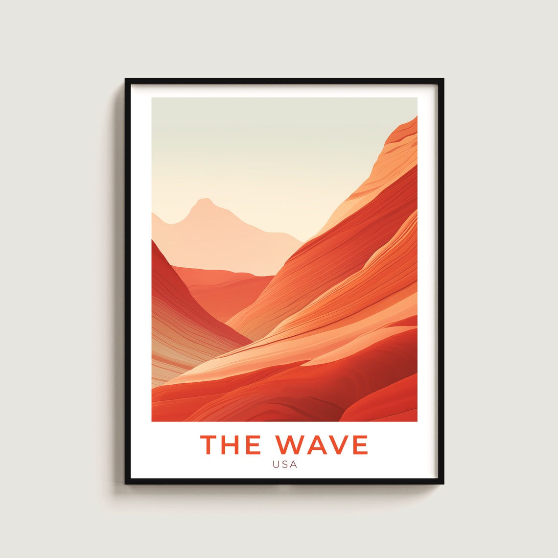 The Wave USA Red Sandstone Swirl Travel Poster for Desert Decor