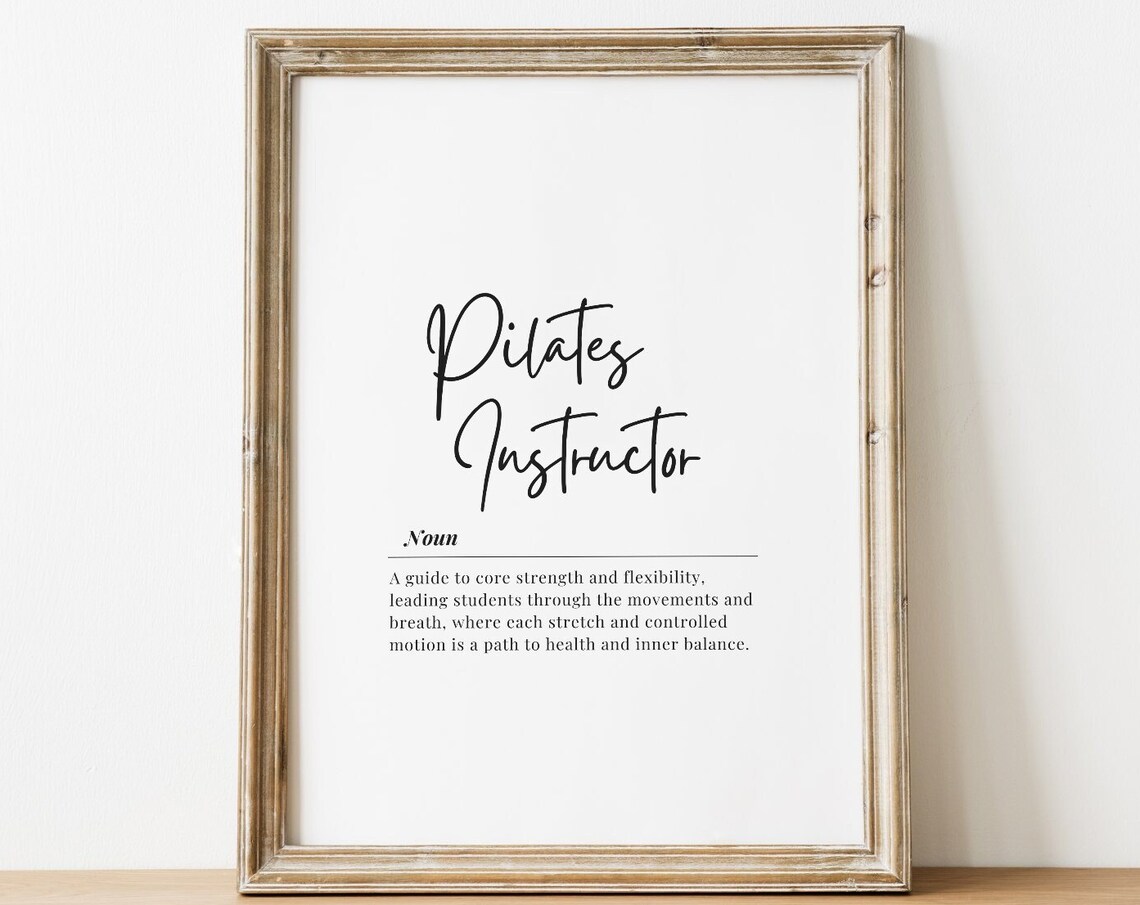 Pilates Instructor Definition Print Fitness Gift Dictionary Art