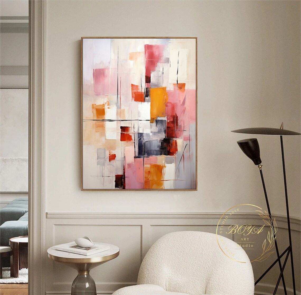 Beige Abstract Painting, Modern Textured Art Print - Image 3
