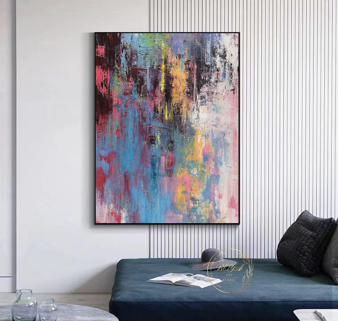 Bold Colorful Expressionist Drips and Strokes Abstract Poster - Image 2