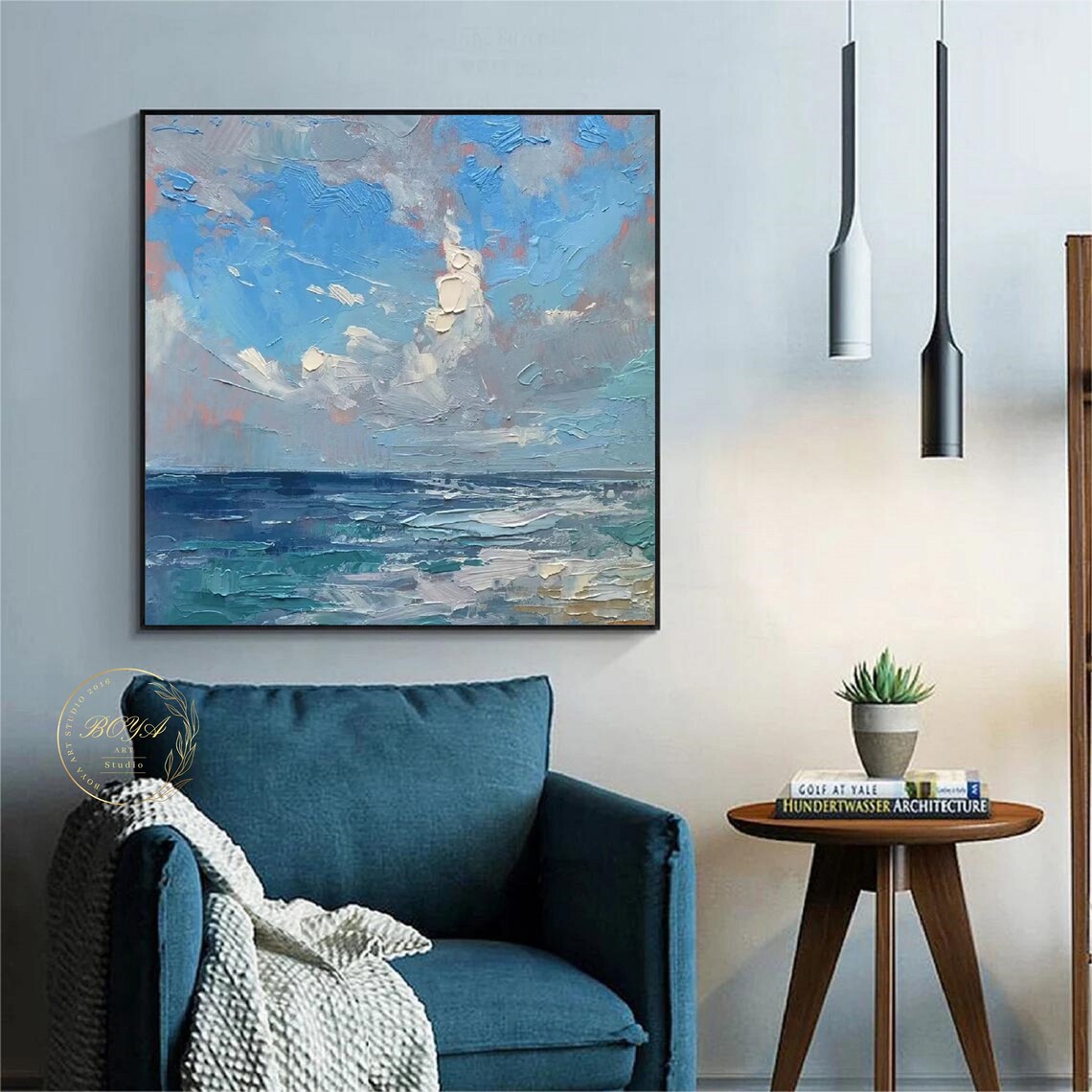 Sea Abstract Art, Blue Ocean Textured Wall Art Print - Image 4