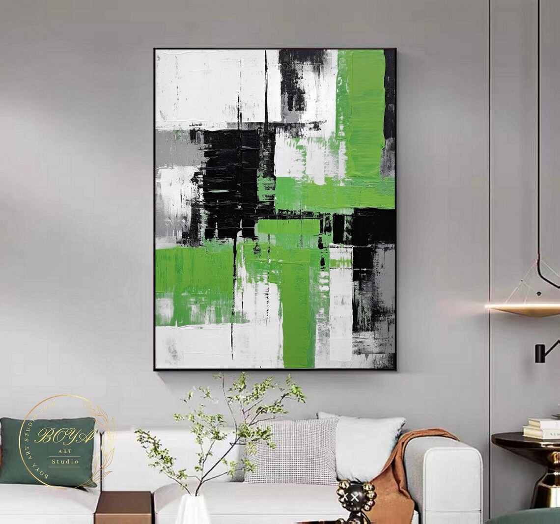 Minimalist Green Abstract Wall Art Print, Textured Modern - Image 4