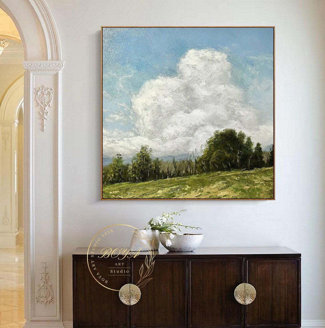 Cloudy Sky Abstract Painting, Wall Art Print - Image 3