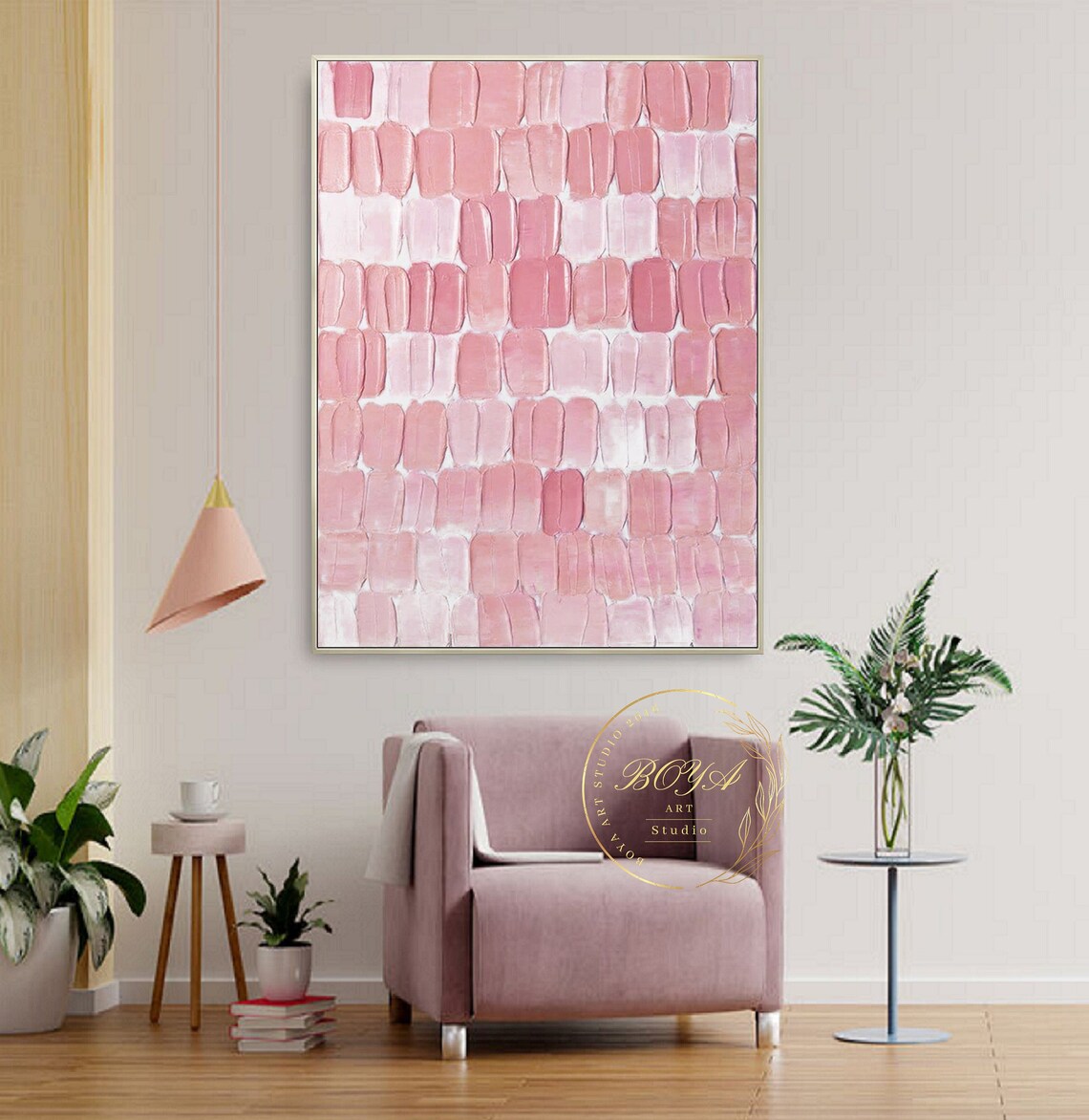 Pink Textured Abstract Painting, Minimalist Art Print - Image 5