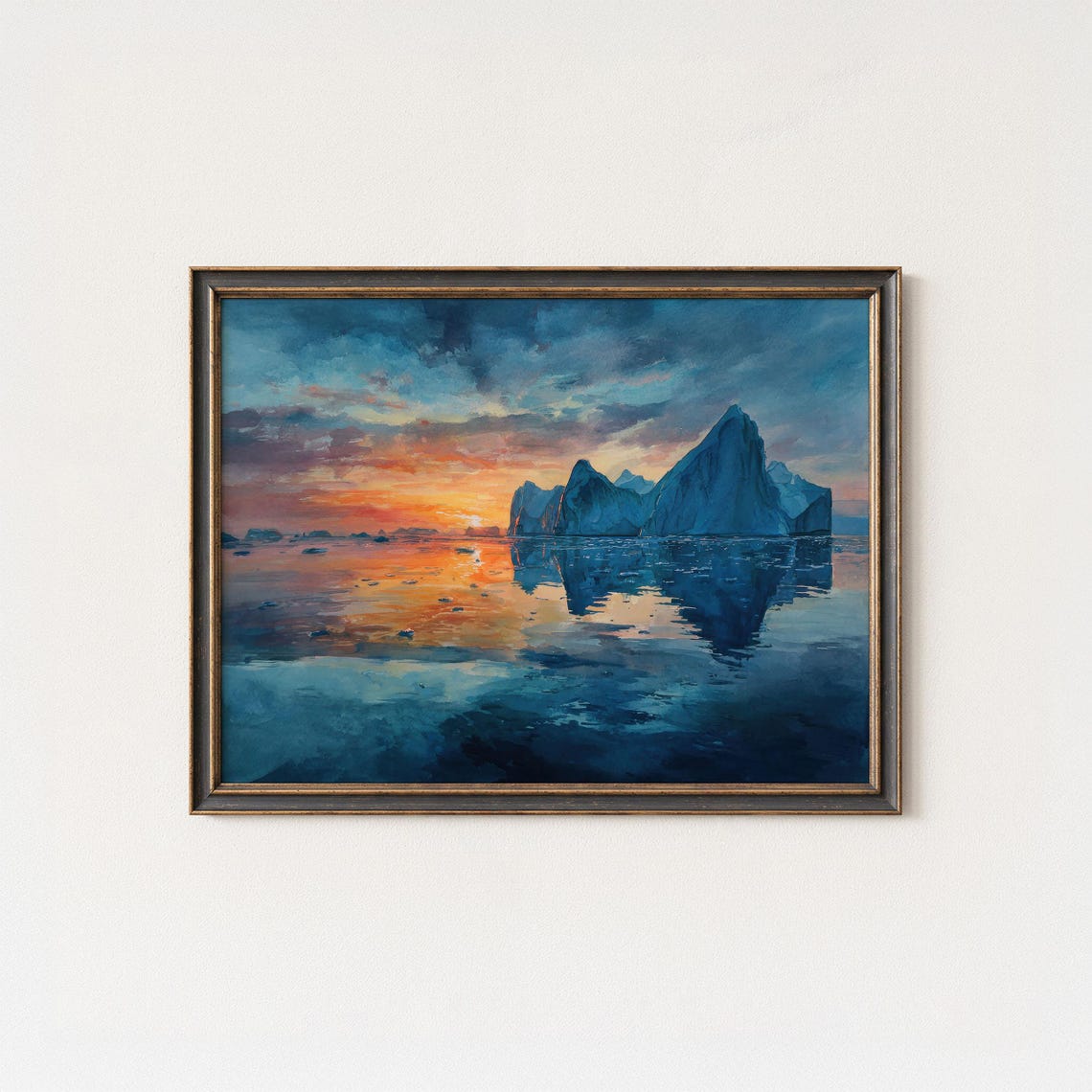 Greenland Arctic Iceberg Sunset Seascape Disko Bay Ocean Art Print
