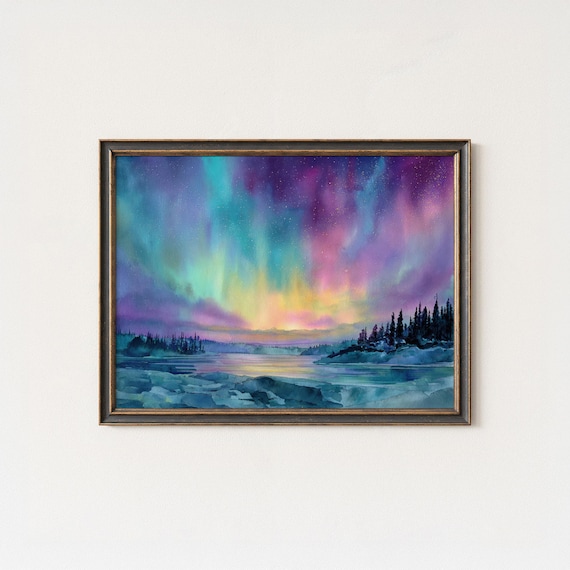 Aurora Borealis Arctic Winter Colorful Northern Lights Poster