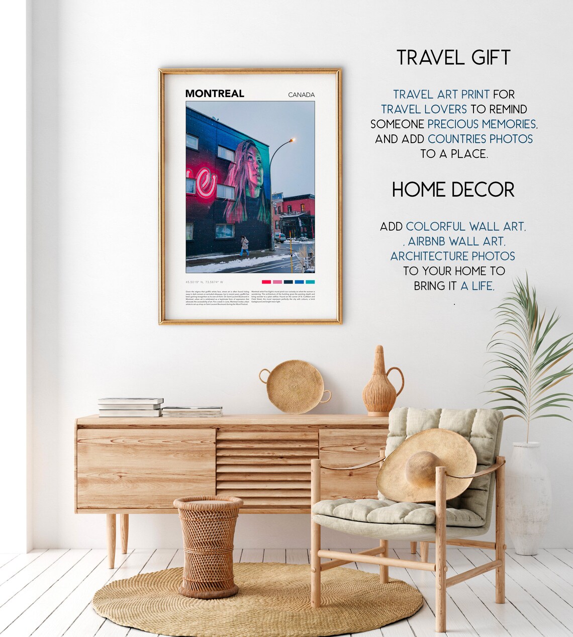 Montreal Canada Street Art Mural Night Photography Travel Poster - Image 2