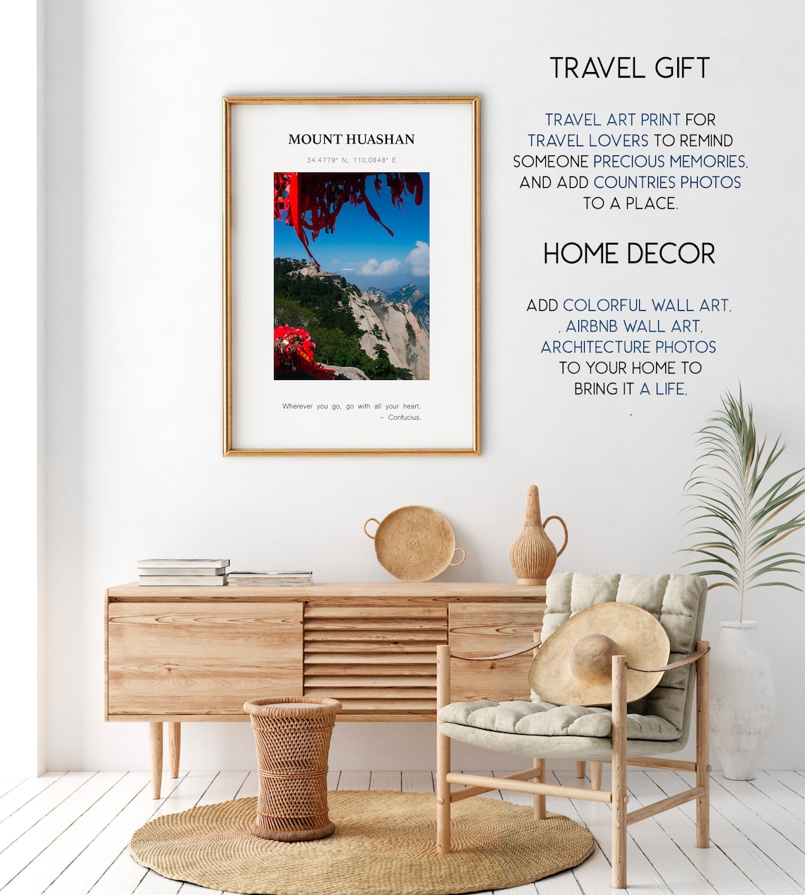 Mount Huashan China Mountain Peaks Prayer Ribbons Travel Poster - Image 2