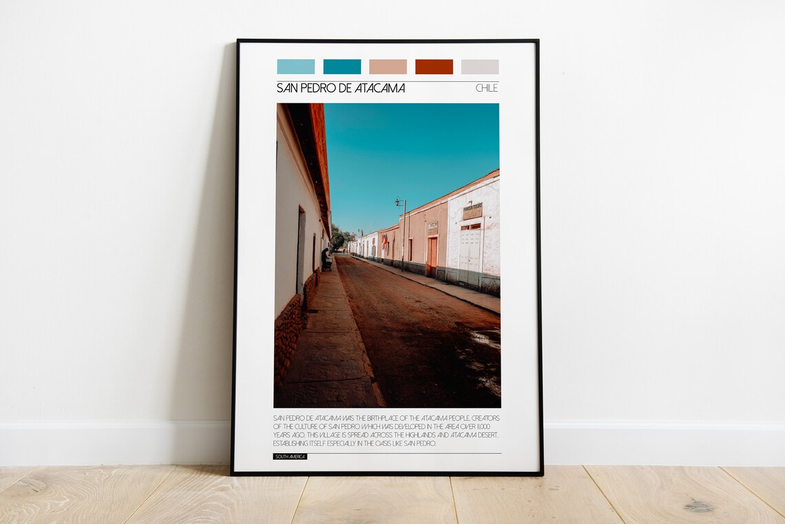 San Pedro De Atacama Adobe Street Chile Vintage Travel Print