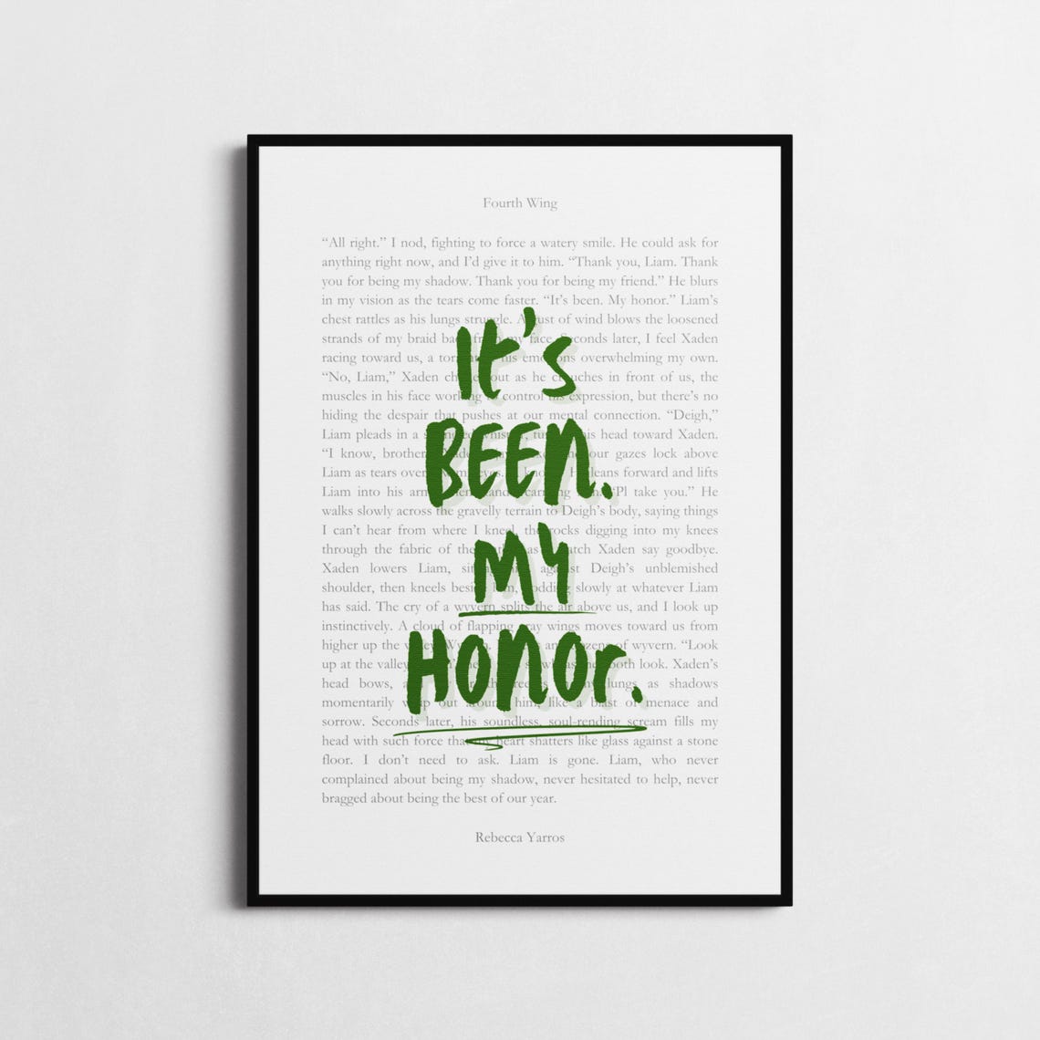 Rebecca Yarros Fourth Wing Liam It's Been My Honor Book Page Print - Image 2