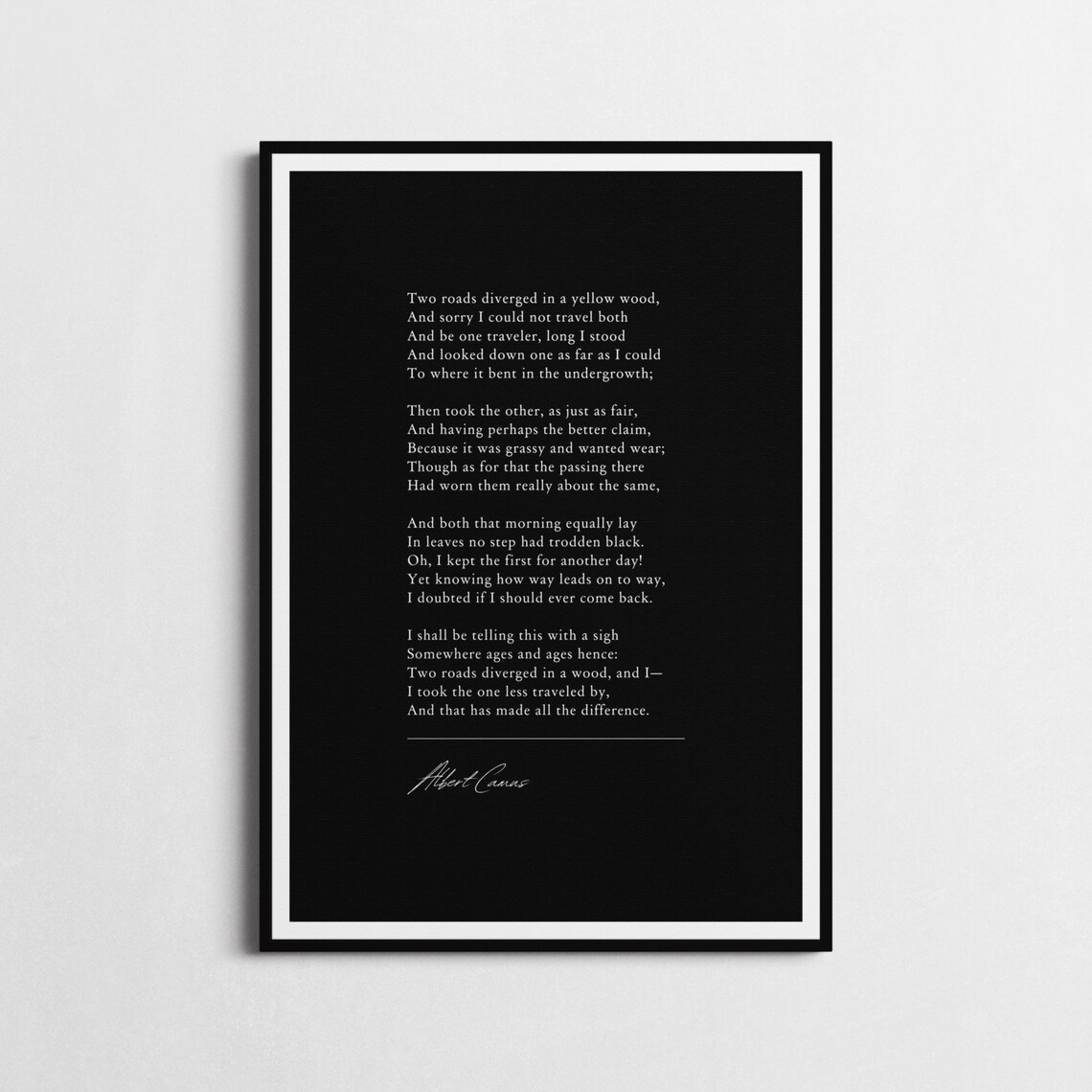 Robert Frost Road Not Taken Poem Two Roads Minimalist Quote Poster - Image 2