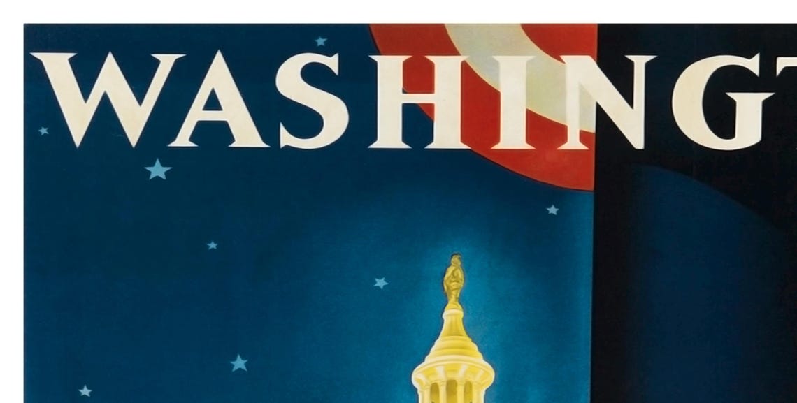 Washington DC Capitol Dome Night Pennsylvania Railroad Poster - Image 2