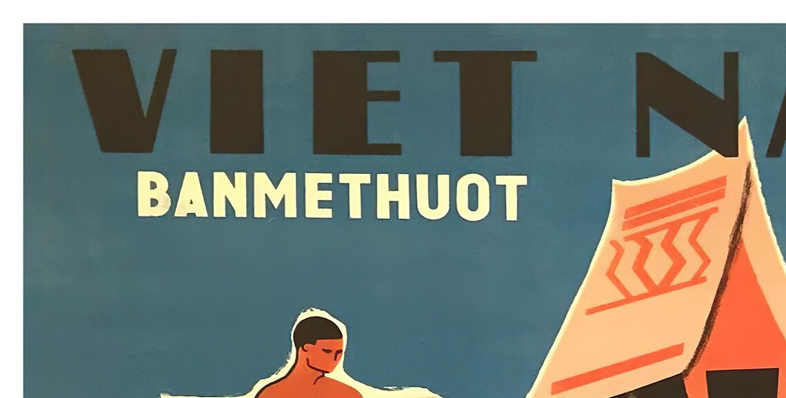 Vietnam Banmethuot Elephant Stilt House Vintage Travel Poster - Image 2