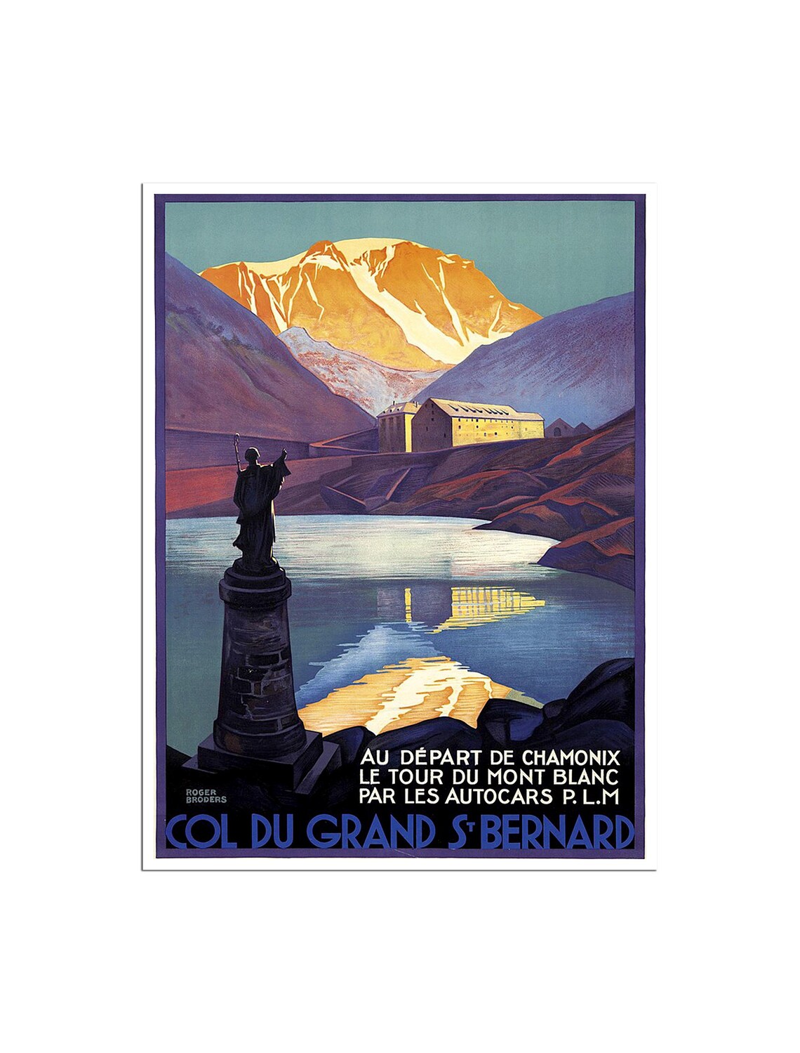 Au Depart de Chamonix Col du Grand St Bernard Vintage Travel Poster
