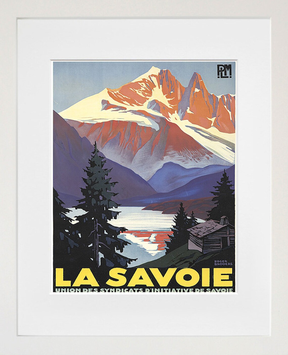La Savoie Vintage French Alps Travel Poster with Snowy Mountain Lake