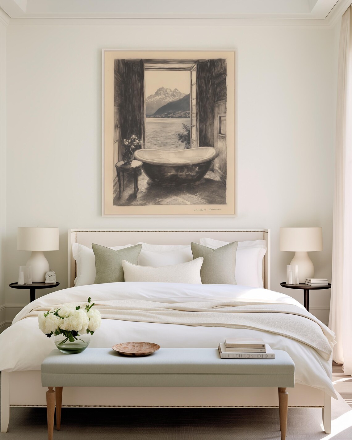 Bathtub Sketch Drawing, Vintage Minimalist Art Print - Image 5