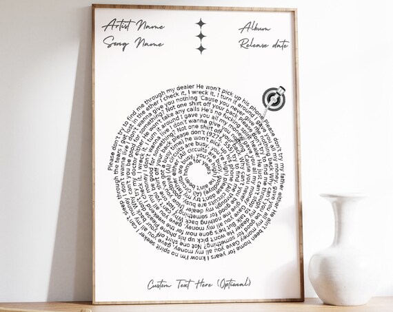 Custom Song Poster, Personalized Lyric Art Print
