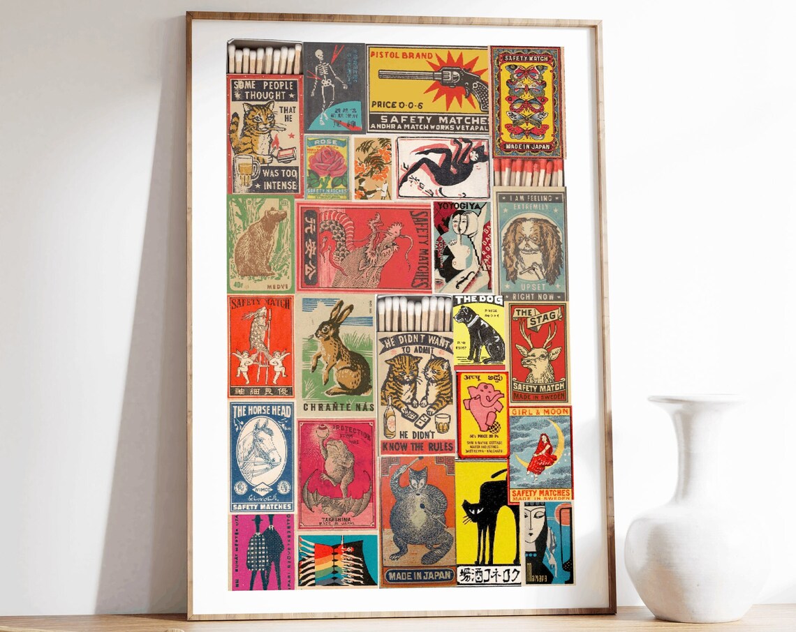 Vintage Matchbox Collage - Retro Art - Image 3