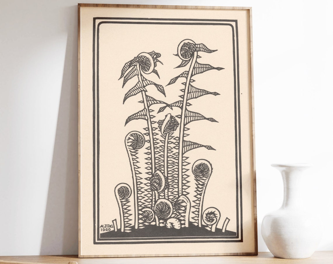 Japanese Flower Vintage Art Deco Poster Print