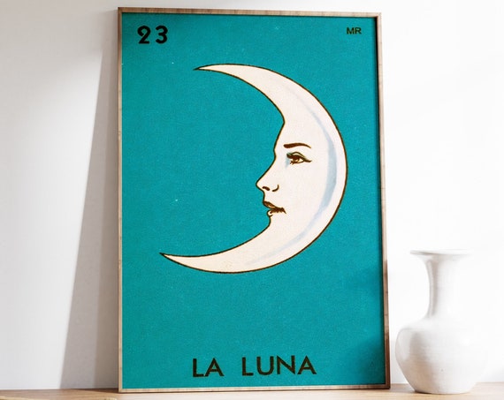 La Luna Spanish Moon, Vintage Moon Art Print Decor