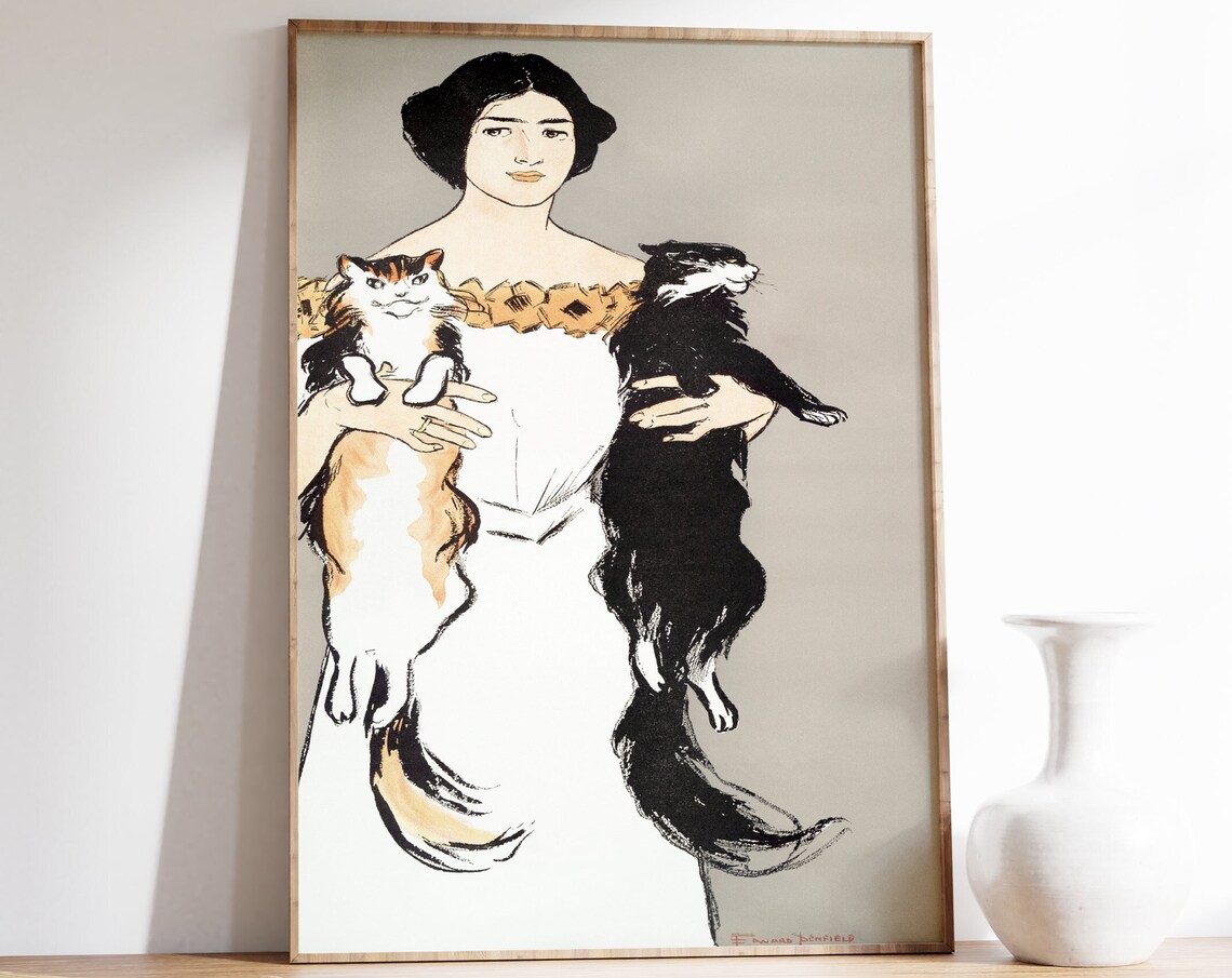 Edward Penfield Woman Holding Two Cats Art Nouveau Illustration Poster - Image 3