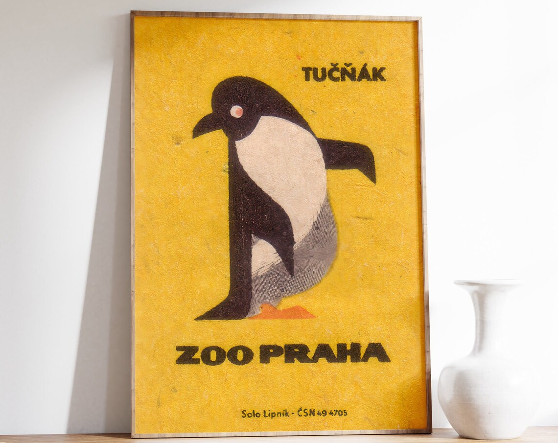 Penguin Vintage Czech Matchbox Label Art Print