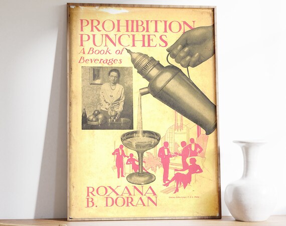 Prohibition Punches Vintage 1930s Cocktail Book Cover Art Poster