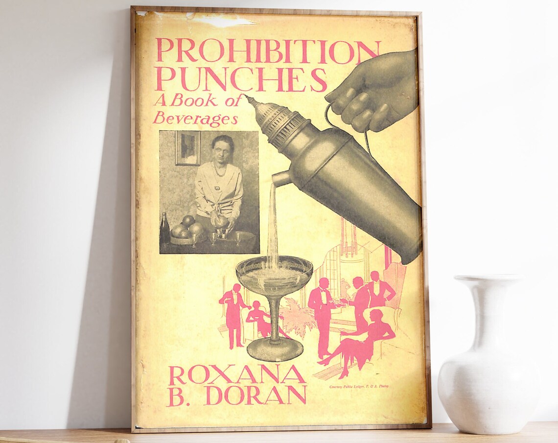 Prohibition Punches Vintage 1930s Cocktail Book Cover Art Poster