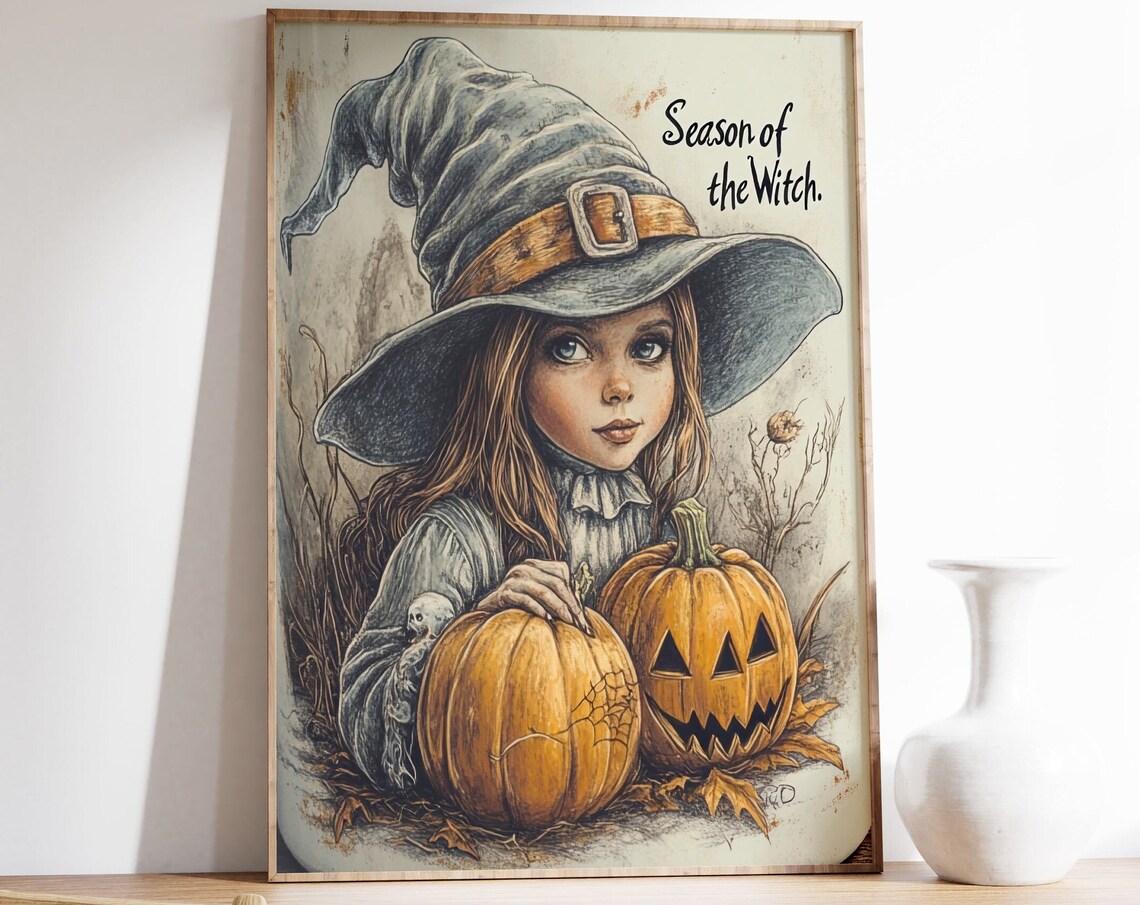 Season Of The Witch, Vintage Halloween Witch Poster