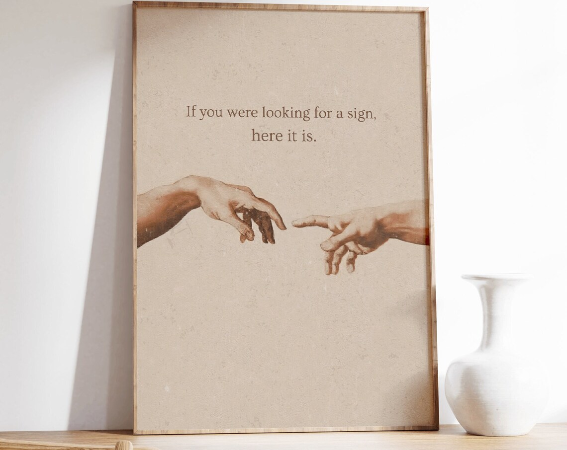 Adam Hands Renaissance Quote Print, Retro Poster