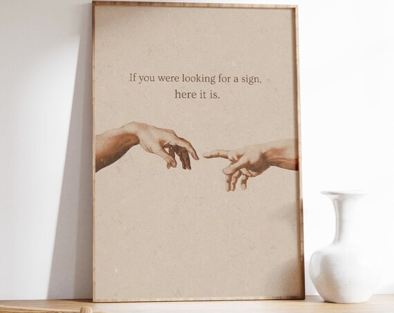 Adam Hands Renaissance Quote Print, Retro Poster