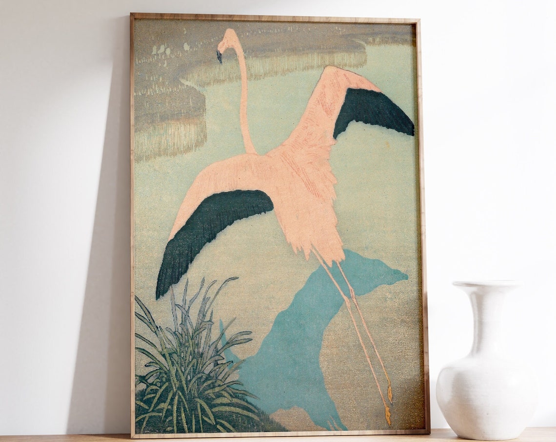 Flamingo Vintage Retro Art Print by Carl Moser