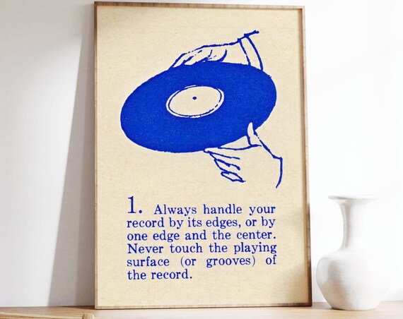 Retro Record Label Poster, Music Wall Art Print