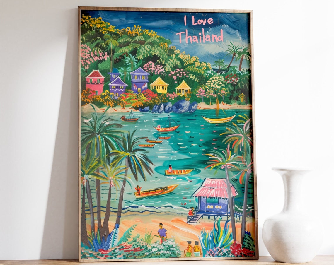 Thailand Travel Poster Thailand Landscape Wall Art Thailand Poster Phuket Travel Art Thailand Art Home Decor Floral Thailand Print
