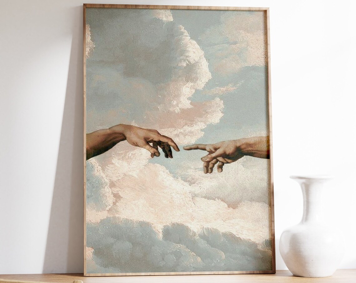 The Creation of Adam Vintage Religious Art Print