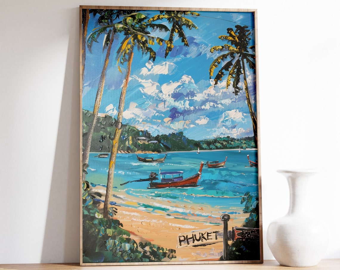 Phuket Travel Poster Thailand Landscape Wall Art Thailand Poster Phuket Travel Art Thailand Art Home Decor Floral Thailand Print