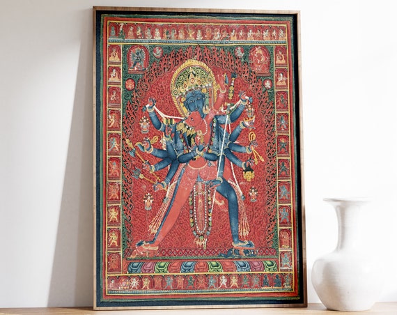 Chakrasamvara And Consort Vajravarahi Poster Indian Home Decor Print Colourful Indian Poster Indian Wall Art Room Decor Medieval Print