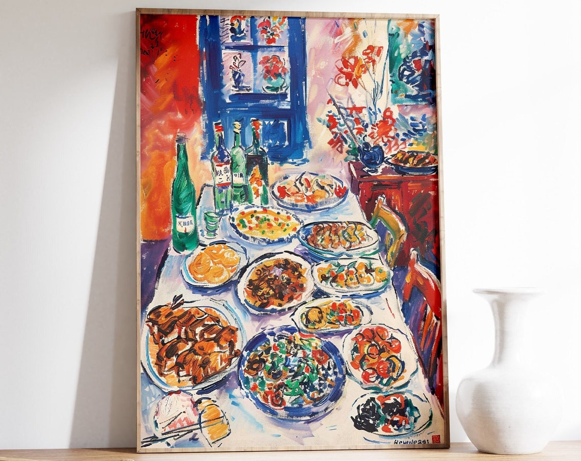 Chinese Food Print Chinese New Year Eve Poster Kitchen Decor Vintage Food Print Food Poster Oriental Wall Art Traditional Chinese Deco