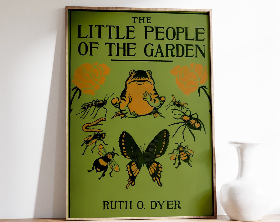 Frog, Butterflies and Insects Vintage Art Deco Poster