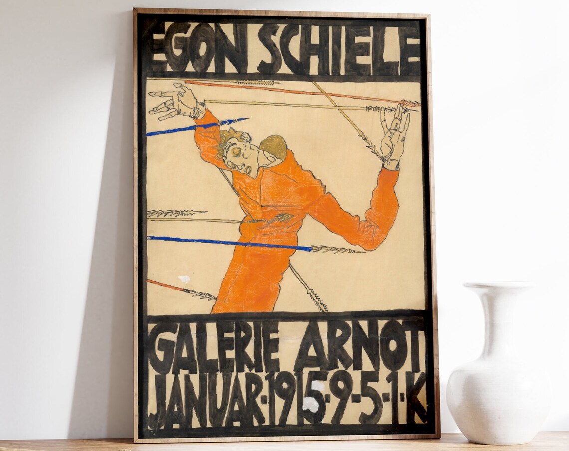 Egon Schiele Vintage Exhibition Poster, Art Nouveau