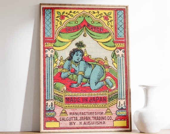 Indian Matchbox Print Vintage Indian Print Indian Wall Art Indian Matchbox Label Matchbox Print Rustic Wall Decor Indian Home Decor