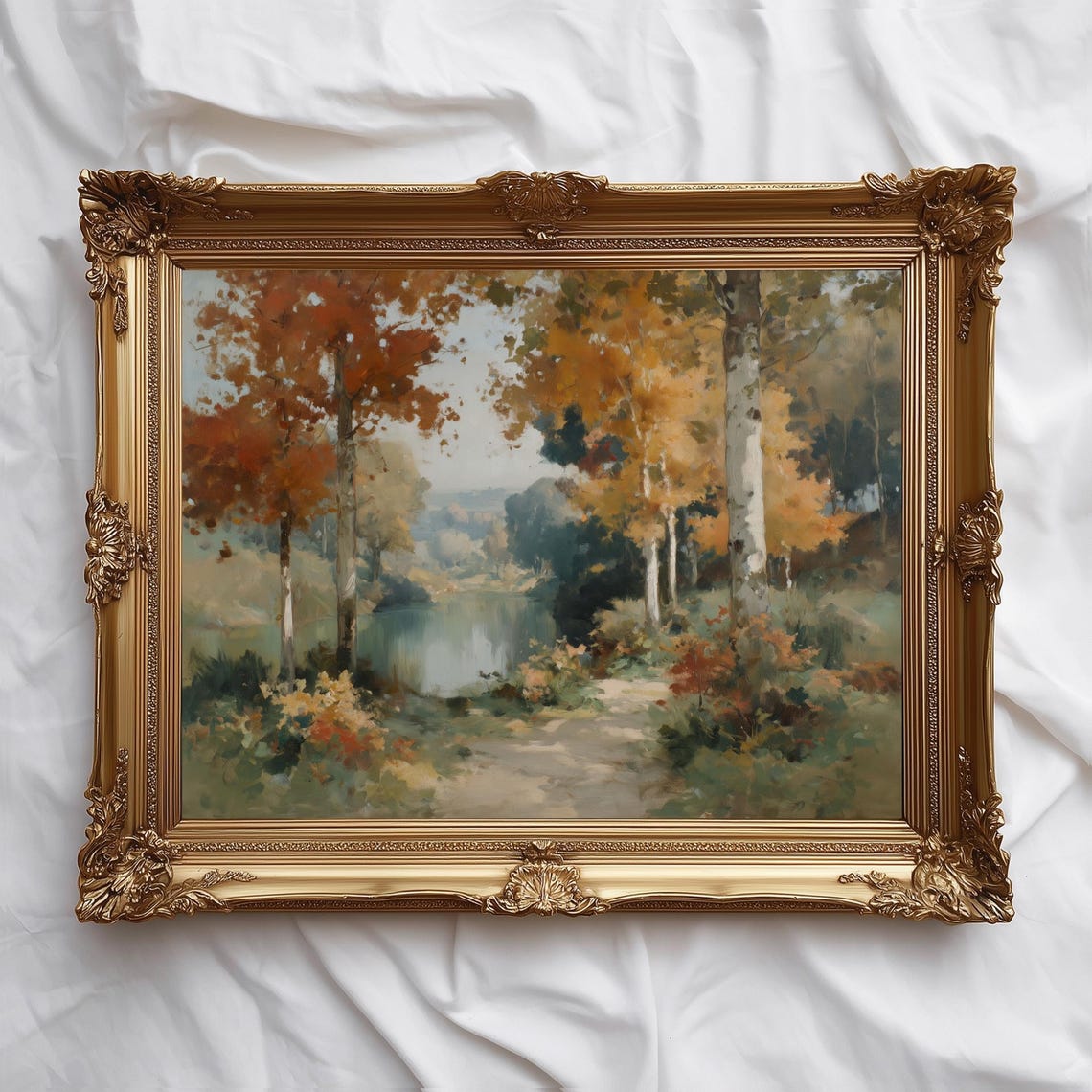 Autumn Nature Wall Art Peaceful Golden Path