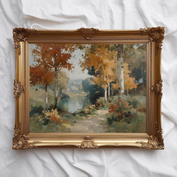 Autumn Nature Wall Art Peaceful Golden Path