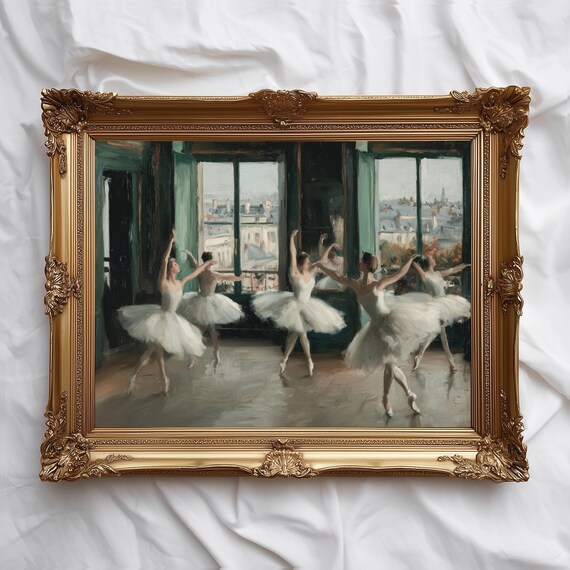 Paris Ballet Studio Ballerinas Vintage Dance Oil Painting Print