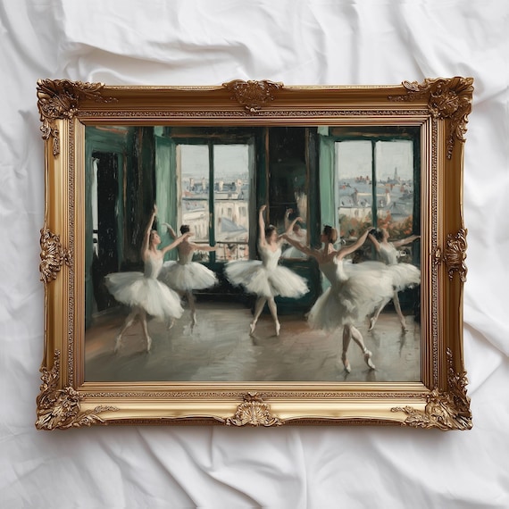 Paris Ballet Studio Print Elegant Ballerinas In Soft Neutral Tones