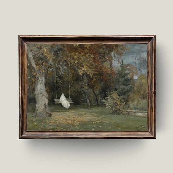 On Swing Halloween Print Spooky Gothic Wall Art