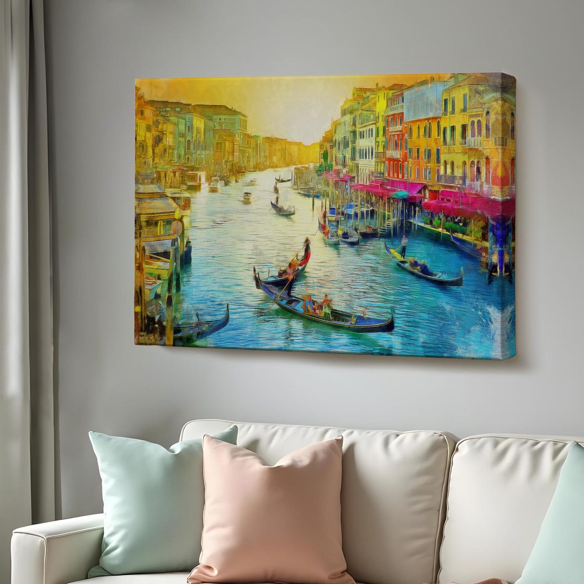 Venice Gondolas Grand Canal Golden Light Colorful Italy Poster