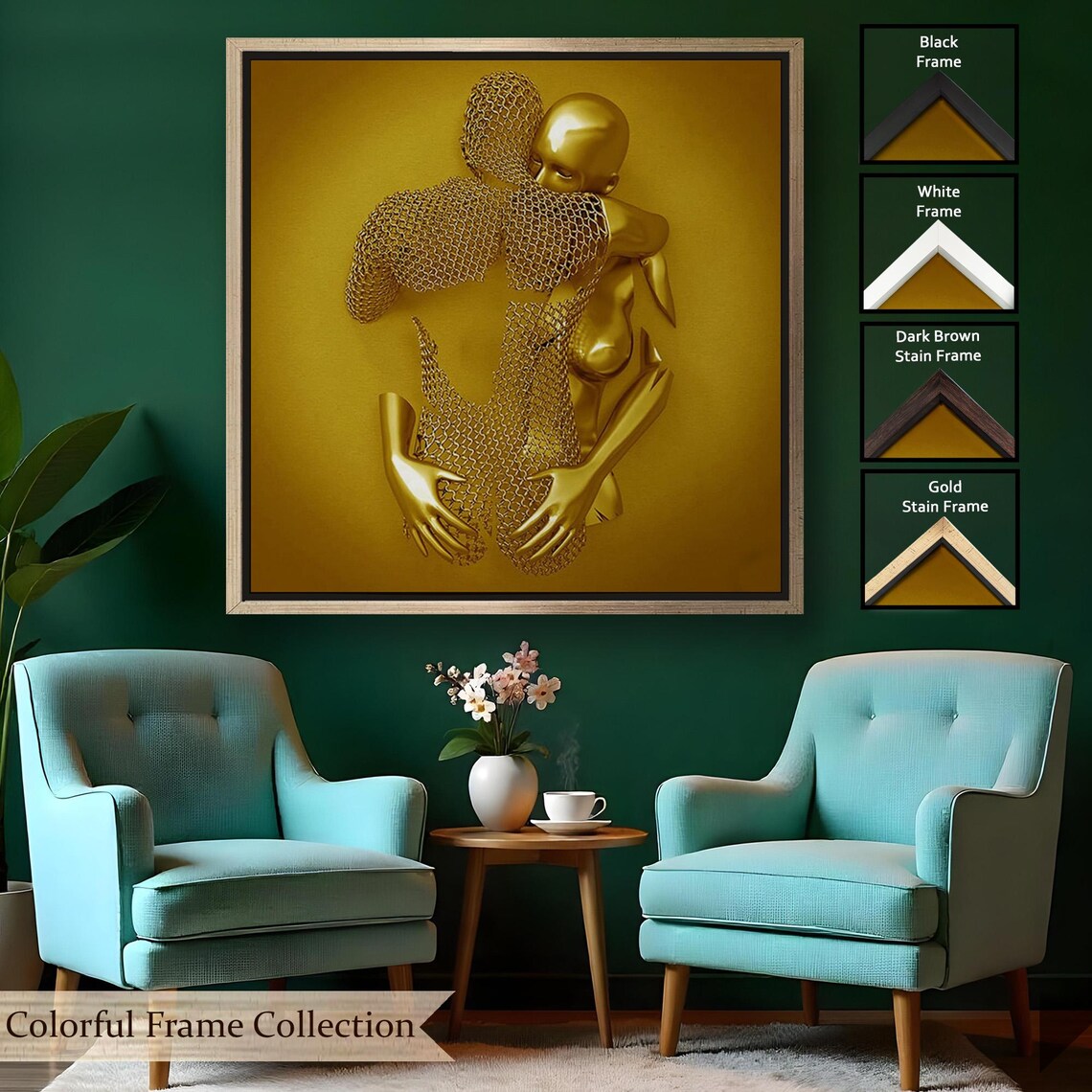 Gold Human Print, Modern Surreal Wall Decor - Image 2