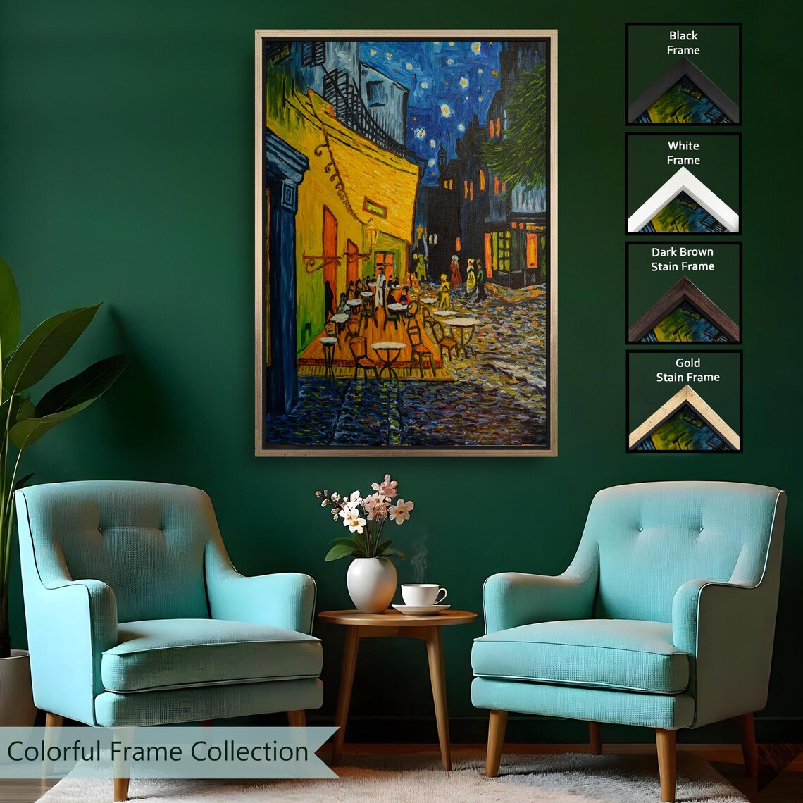 Van Gogh Cafe Terrace At Night Arles Starry Sky Classic Art Poster - Image 2
