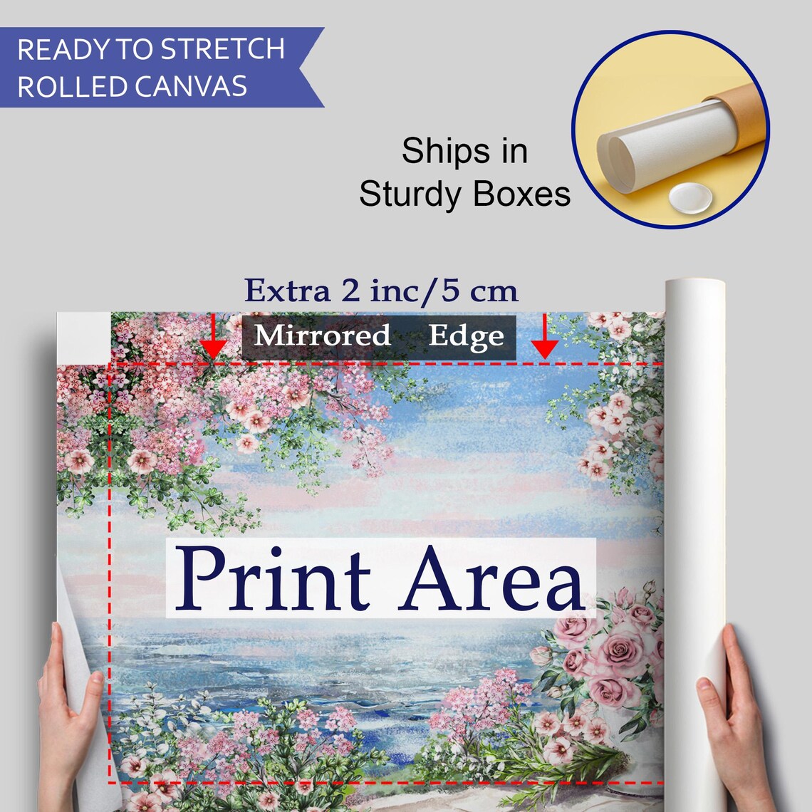 Pink Roses Blossom Sea View Terrace Watercolor Painting Poster - Image 4